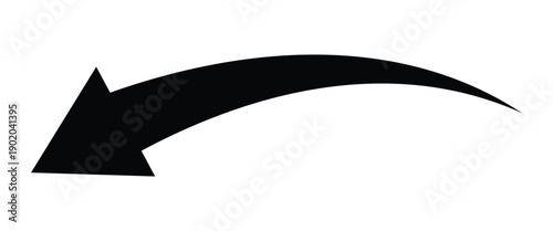 Black curve arrow pointing leftward direction. Arrow icon use for your web site design, logo, app, UI. arrow indicated the direction symbol. Vector illustration isolated on white background.