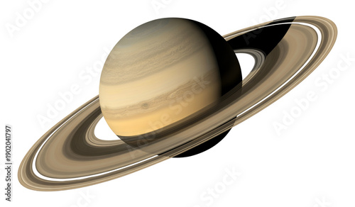 3D Rendering of Saturn with Ring System for Space Science Projects