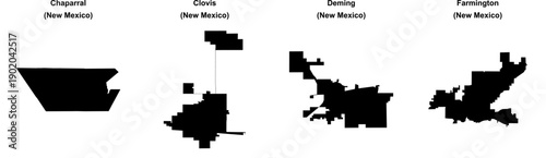 Chaparral, Clovis, Deming, Farmington outline maps