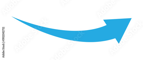 Curve arrow pointing upward side. A simple, blue curved arrow pointing to the up on a white background. Direction symbol. Arrow symbol for app, UI, web.