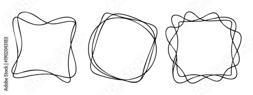 A collection of abstract hand drawn black scribble frames suitable for creative graphic design projects text placeholders or decorative accents on various digital and print media