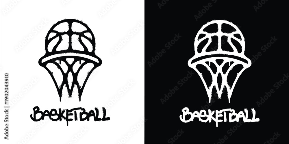 Fototapeta premium Graffiti Basketball logo vector design