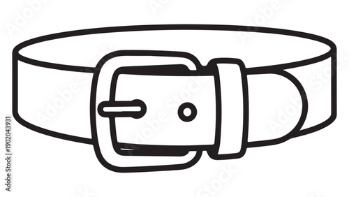 Outline Illustration of a Classic Belt with Buckle