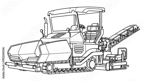 Outline Illustration of an Asphalt Paver Machine