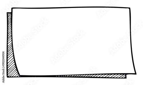 Hand drawn rectangular frame resembling a stack of paper or sticky note, perfect for casual text overlays, message boards, or creative scrapbook layouts and digital journaling.