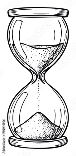 Classic vintage hourglass timer with falling sand representing the passage of time and urgency, ideal for education, business concepts, or historical project visual assets