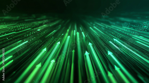 Wallpaper Mural Dynamic abstract green arrows represent progress and innovation in the digital age with glowing effects. Torontodigital.ca