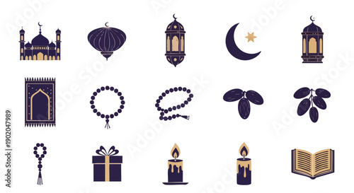 Ensemble de Symboles Professionnels Indigo or Ramadan