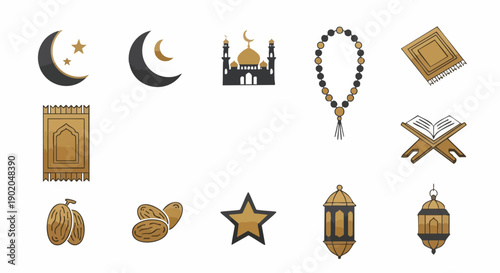 Glyphes Sacrés du Ramadan Élégants or Charbon