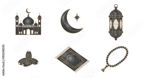 Icônes de Fêtes Islamiques Bicolores or Essentielles