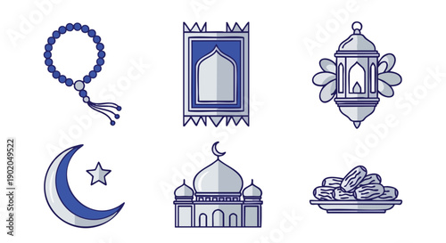 Minimalist Geometric Icons for Ramadan