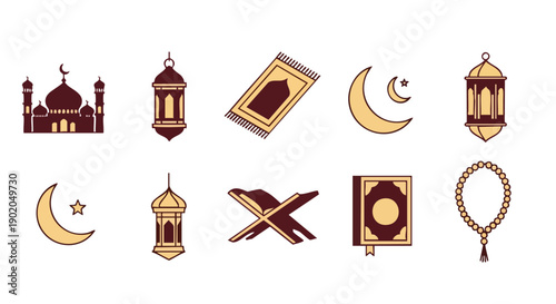 Ramadan Symbols Pack Bordeaux and Gold