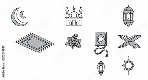 Sacred Ramadan Duotone Line Symbols
