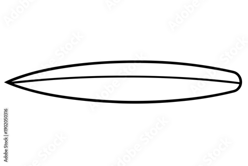 line art Surfboard silhouette vector illustration isolated on white background
