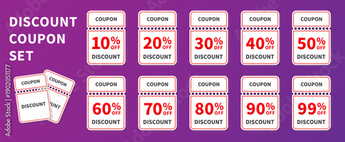 Discount voucher set. Sale promo coupon