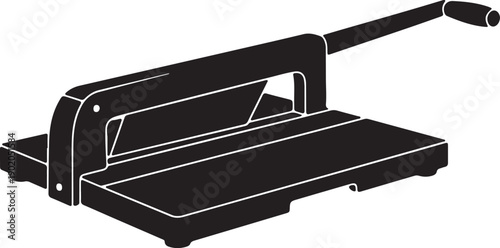 Paper Cutter in silhouette on white background.