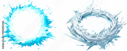 Crystalline Eruption: Frozen Nova Burst in White and Cyan