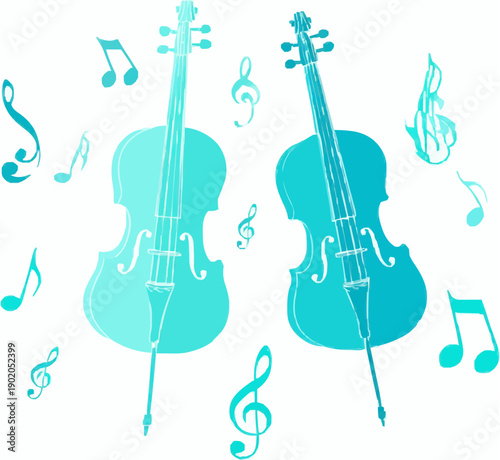 Symphony of Strings: Musical Fantasia in Teal