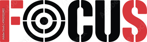 Focus target concept typography vector illustration with bold minimal style