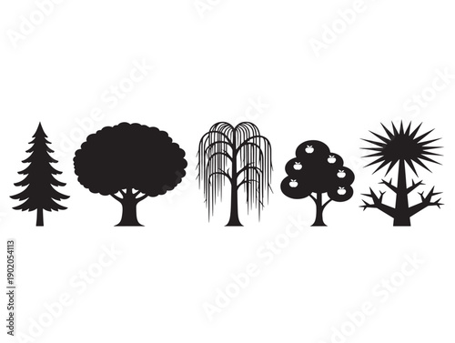 Assorted tree illustrations for creative design use