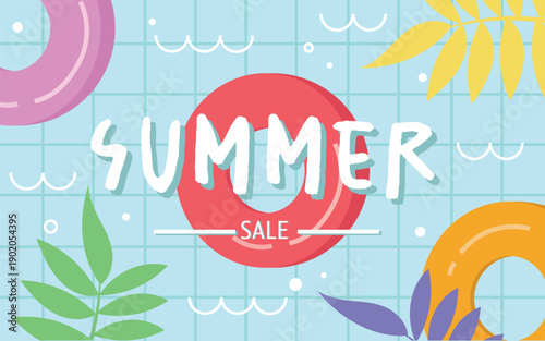 Summer Sale Promotional Background – Tropical Leaves and Bright Seasonal Design