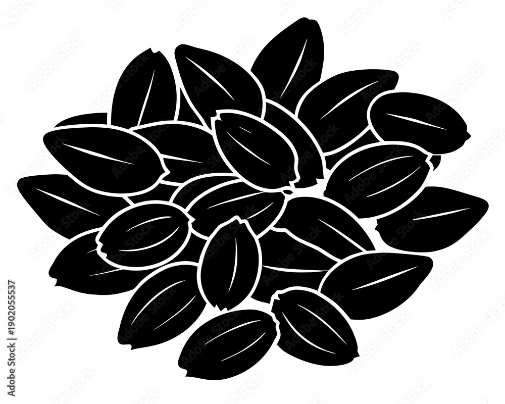 Obraz premium Sunflower Seed Silhouette Vector, Healthy Snack Food Illustration
