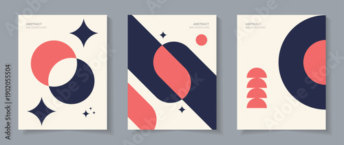 Abstract geometric poster cover design with geometric shape. Useful for web background, magazine front page. Minimalist vector templates. 