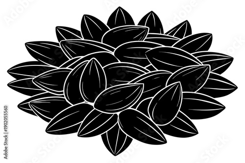 Fotografie Sunflower Seed Silhouette Vector, Healthy Snack Food Illustration