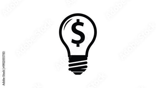 Bright light bulb icon with a dollar sign inside, symbolizing business ideas, financial innovation, money-making concepts, and smart solutions.