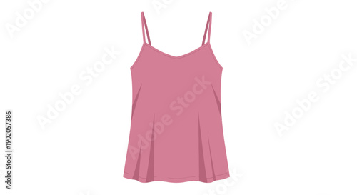 Pink pajama cami with delicate straps isolated on white background, showcasing a casual and comfortable sleepwear style with clean lines