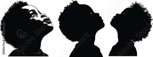 Child Looking Up Silhouette Set Vector 