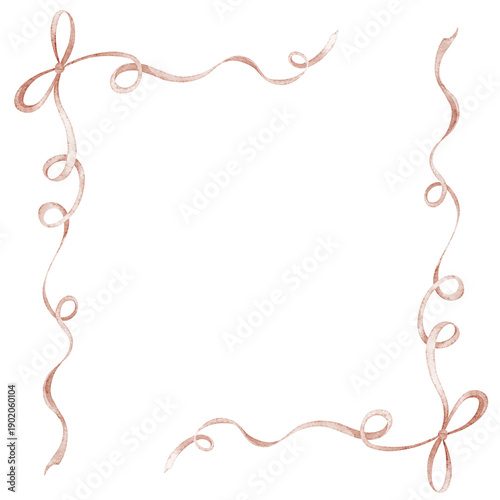Wallpaper Mural Ribbon frame watercolor illustration forming a border, on isolated background. Template with pink Bows for children posters, nursery prints, wedding invitations, greeting cards and stationery. Torontodigital.ca