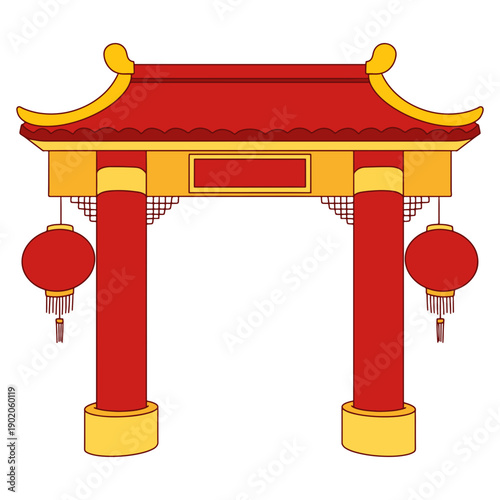 Traditional Chinese Gate Illustration