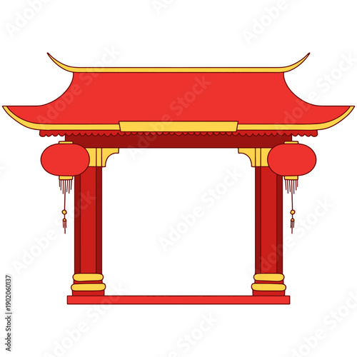 Traditional Chinese Gate Illustration