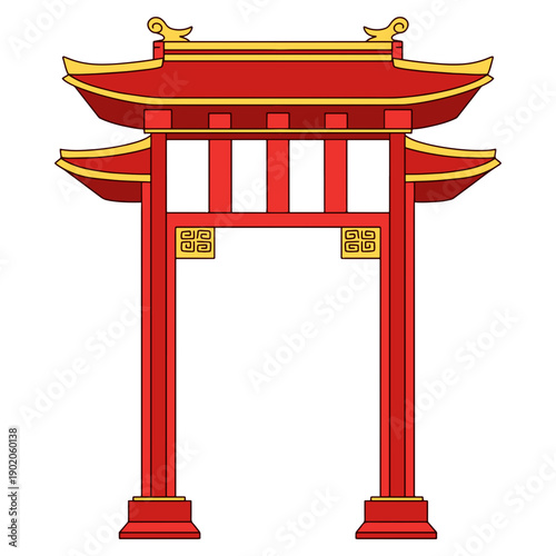Traditional Chinese Gate Illustration