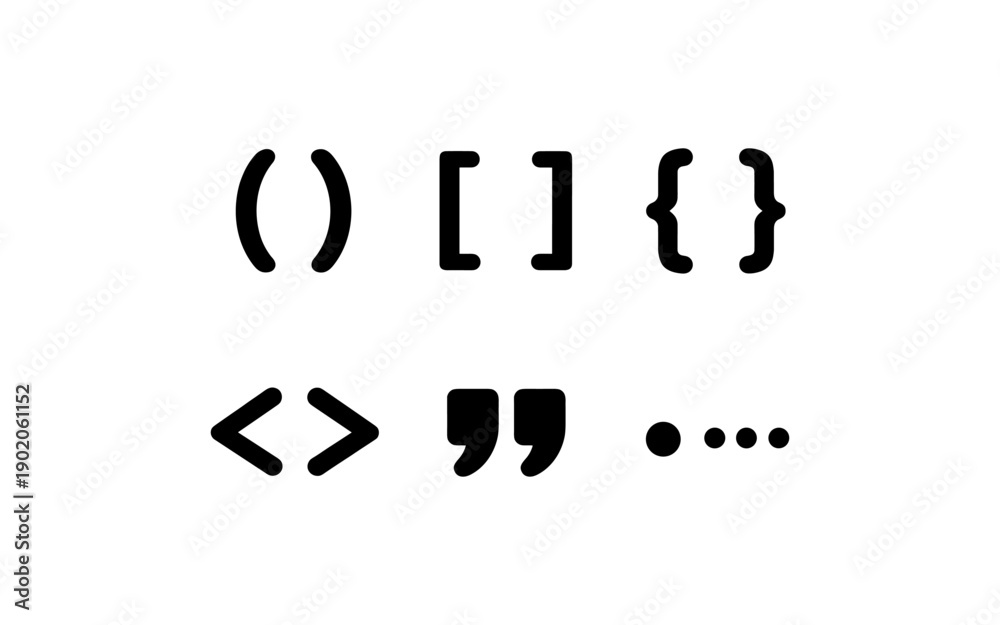 Naklejka premium Collection of common punctuation marks and symbols used in writing and coding