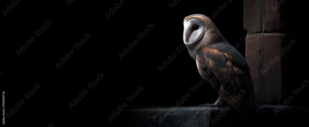 Fototapeta premium the barn owl resting in shadows keeper of the quiet nights