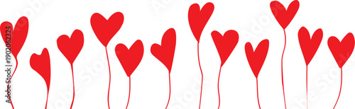 Seamless pattern with pink cute hearts on transparent background, Romantic print, doodle textured elements, Valentine Cards, Wedding Invitations, Fabric 