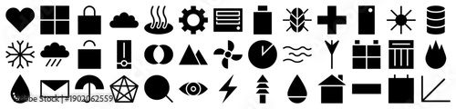Abstract interface icons in a solid black glyph style for web and mobile application design