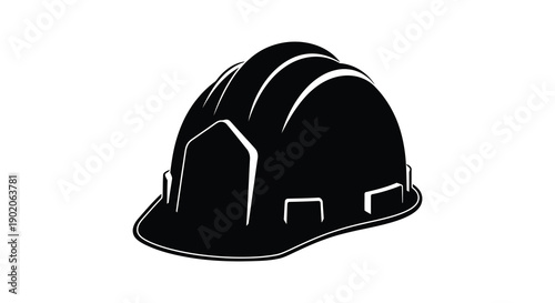A striking black silhouette of a construction helmet showcasing safety gear and industrial protection silhouette high quality professional