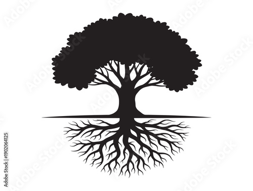 Nature tree and roots harmony illustration