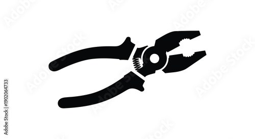 A striking black silhouette depicts a pair of pliers showcasing their functional design and form silhouette high quality