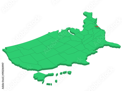 Map USA Isometric States Delaware Solid