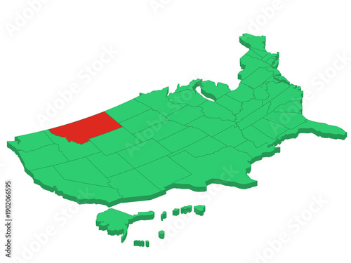 Map USA Isometric States Montana Solid