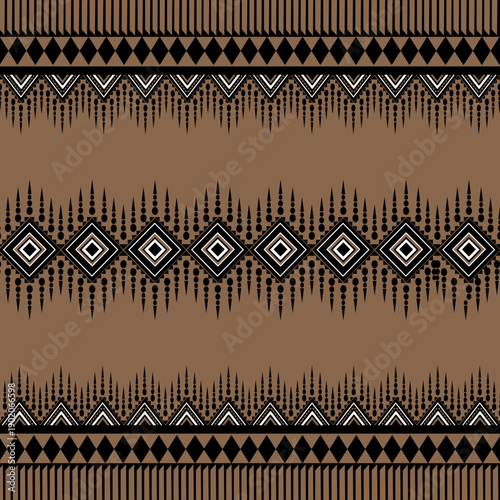 Premium brown ethnic textile pattern with traditional geometric tribal motif
