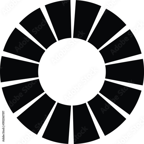 Black and white radial pattern with central circle segments geometric