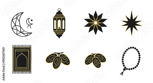 Ensemble dIconographie Minimaliste Duotone or Ramadan