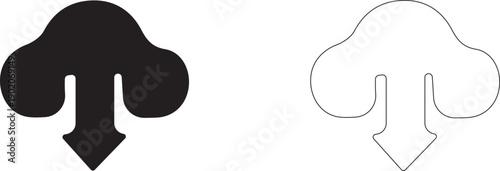 Saving data from cloud storage. Vector interface icon.