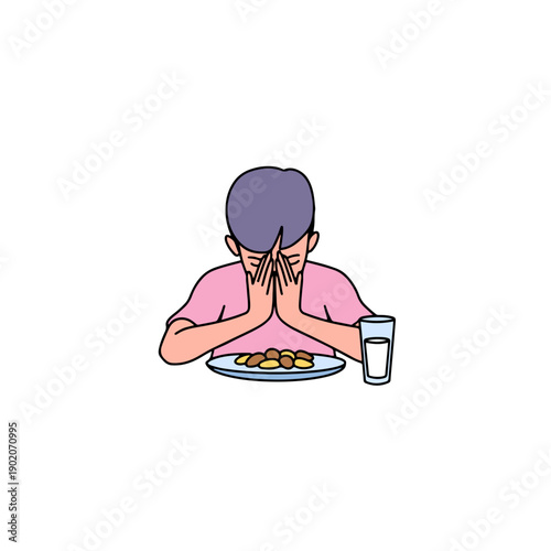 Sad person eating meal