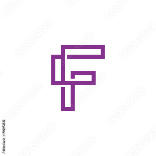 Abstract continuous line letter F logo design in purple. A modern geometric icon representing connection and flow for digital concepts and contemporary branding